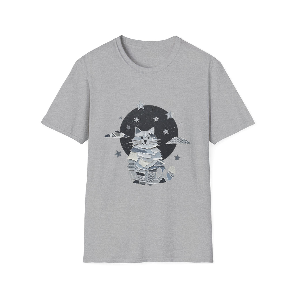 Celestial Cat Graphic Tee — Cute Space Cat T-Shirt with Stars
