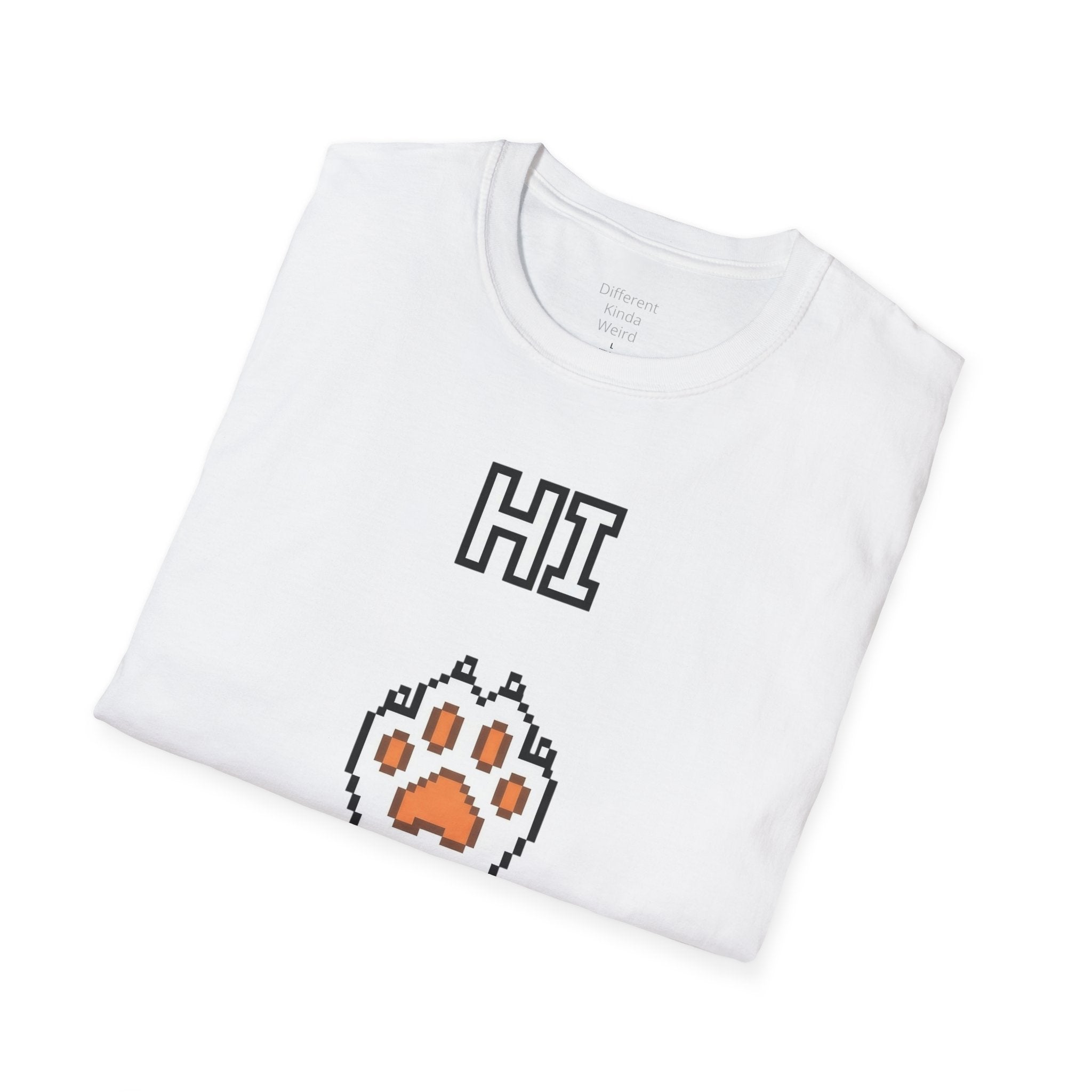 Cat Paw 'HI' T-Shirt — Cute Pixel Art Kitty Paw Graphic Tee