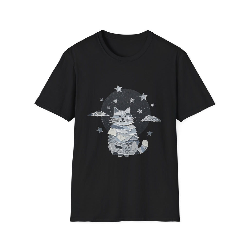 Celestial Cat Graphic Tee — Cute Space Cat T-Shirt with Stars