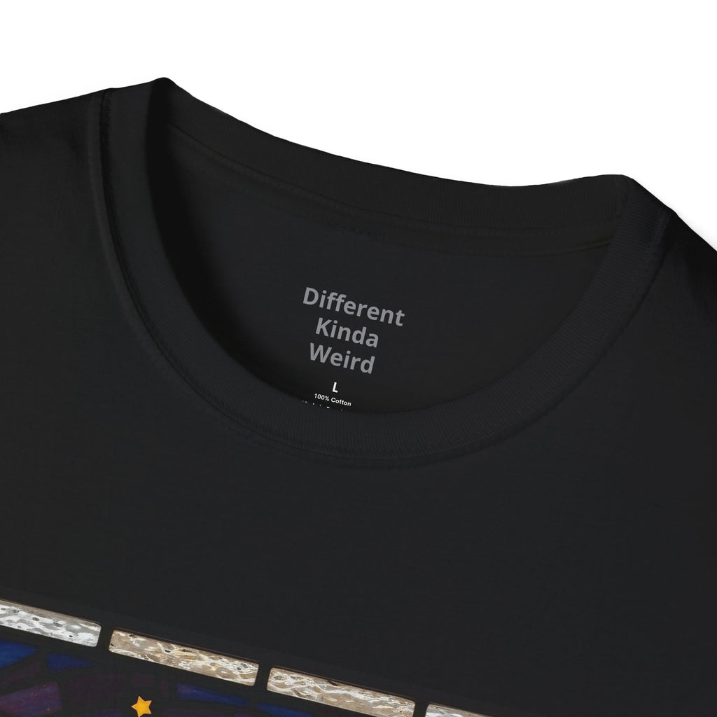 Weirdo Stained Glass Graphic T-Shirt — Retro Celestial Art Tee