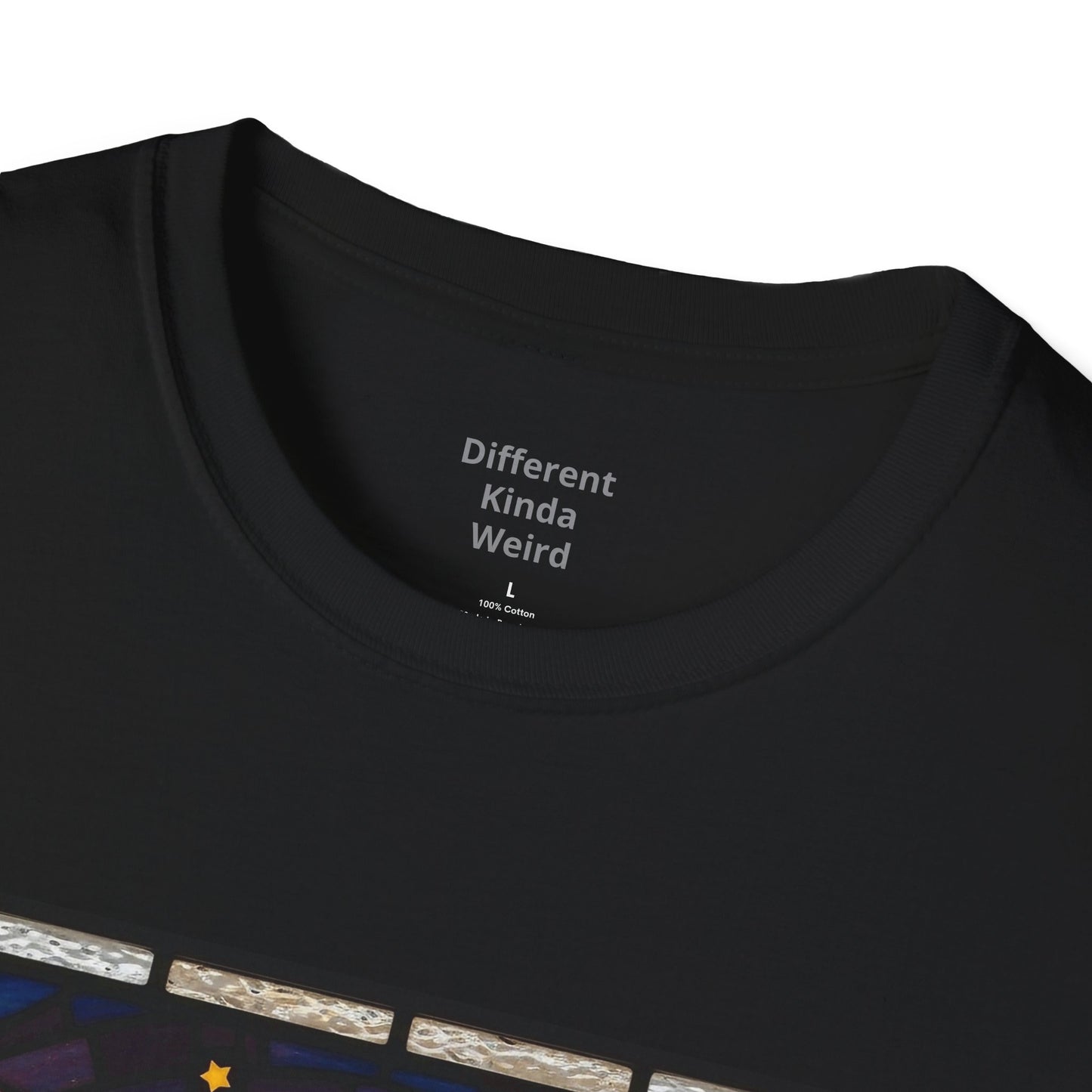 Weirdo Stained Glass Graphic T-Shirt — Retro Celestial Art Tee