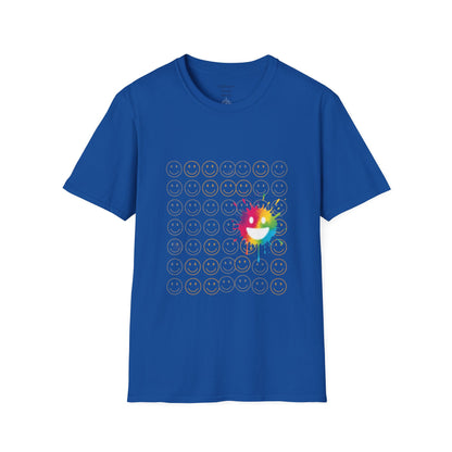 Smiley Grid T-Shirt — Color Splash Emoticon Graphic Tee