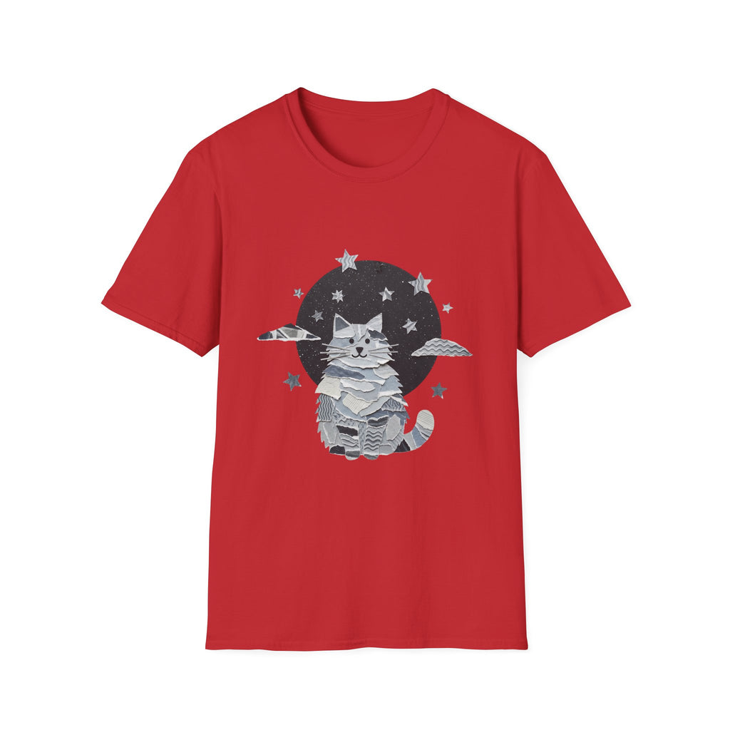 Celestial Cat Graphic Tee — Cute Space Cat T-Shirt with Stars