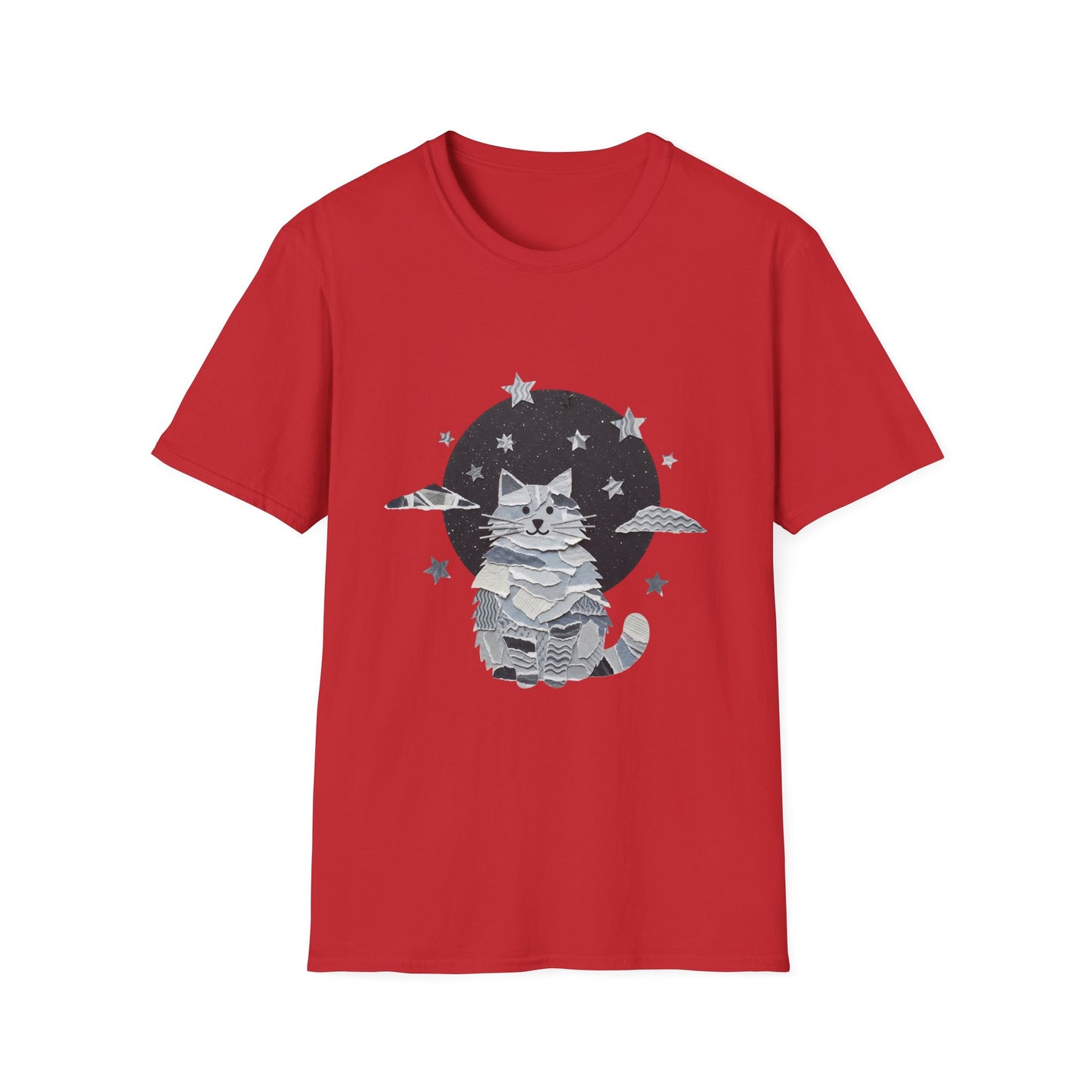 Celestial Cat Graphic Tee — Cute Space Cat T-Shirt with Stars
