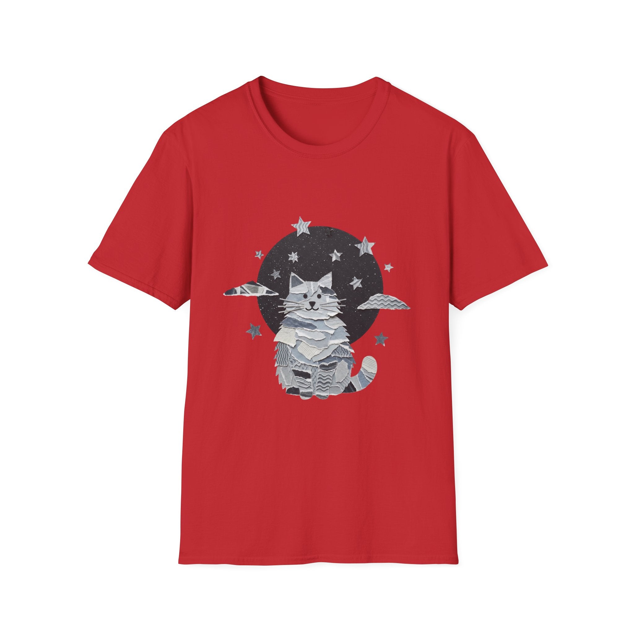 Celestial Cat Graphic Tee — Cute Space Cat T-Shirt with Stars