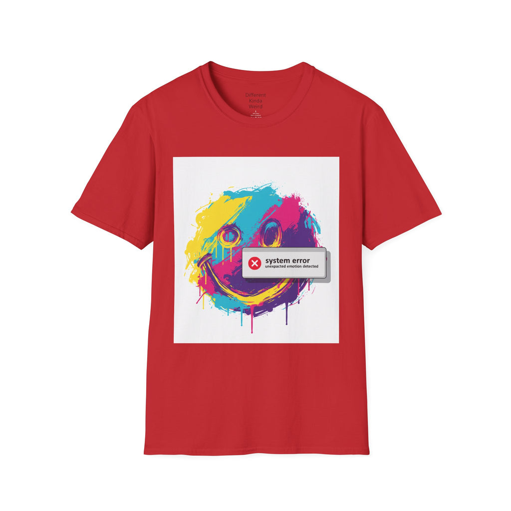 Graphic Tee — Colorful Drip Smiley with "System Error" Alert
