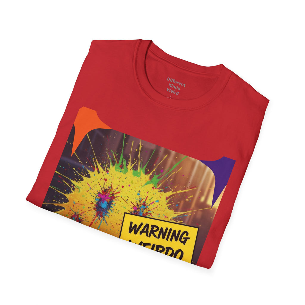 T-Shirt — "Warning Weirdo" Retro Smiley Graphic Tee