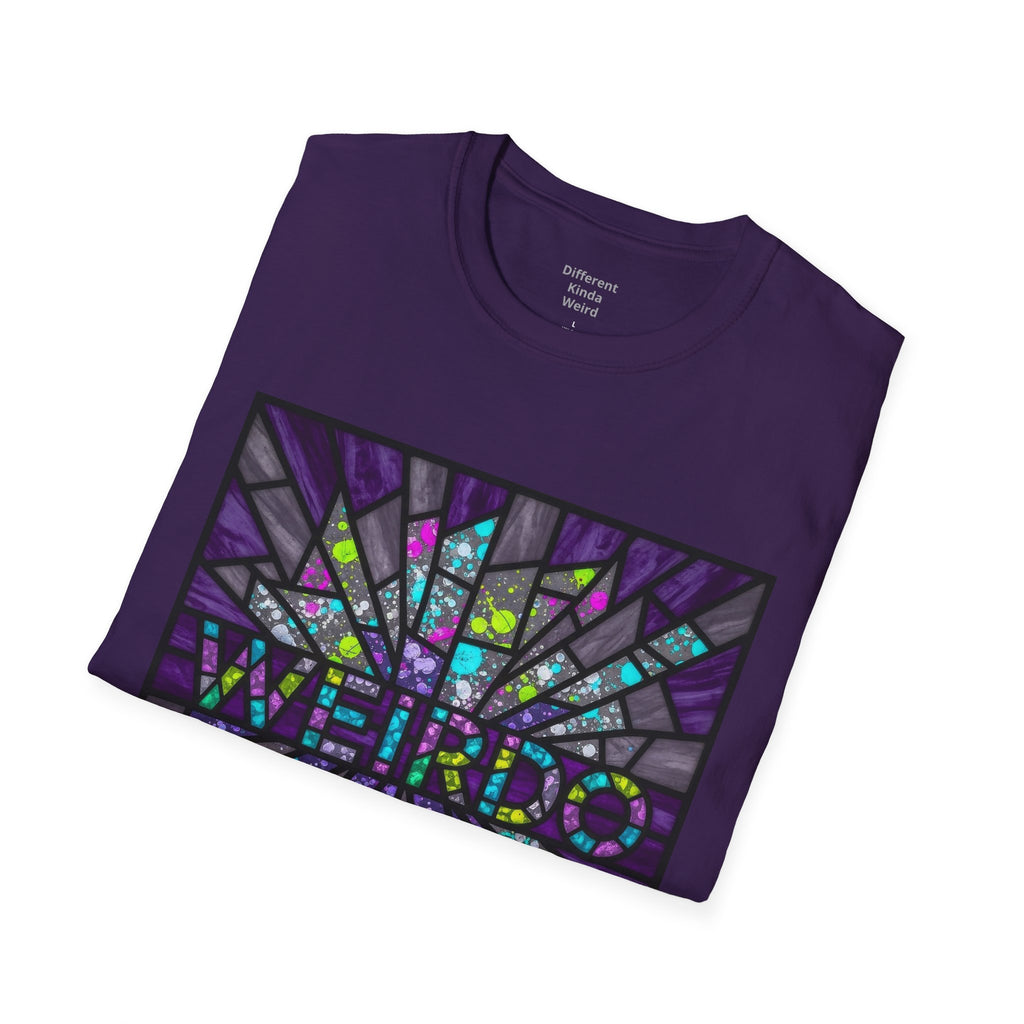 Weirdo Stained Glass T-Shirt — Colorful Mosaic 'WEIRDO' Graphic Tee