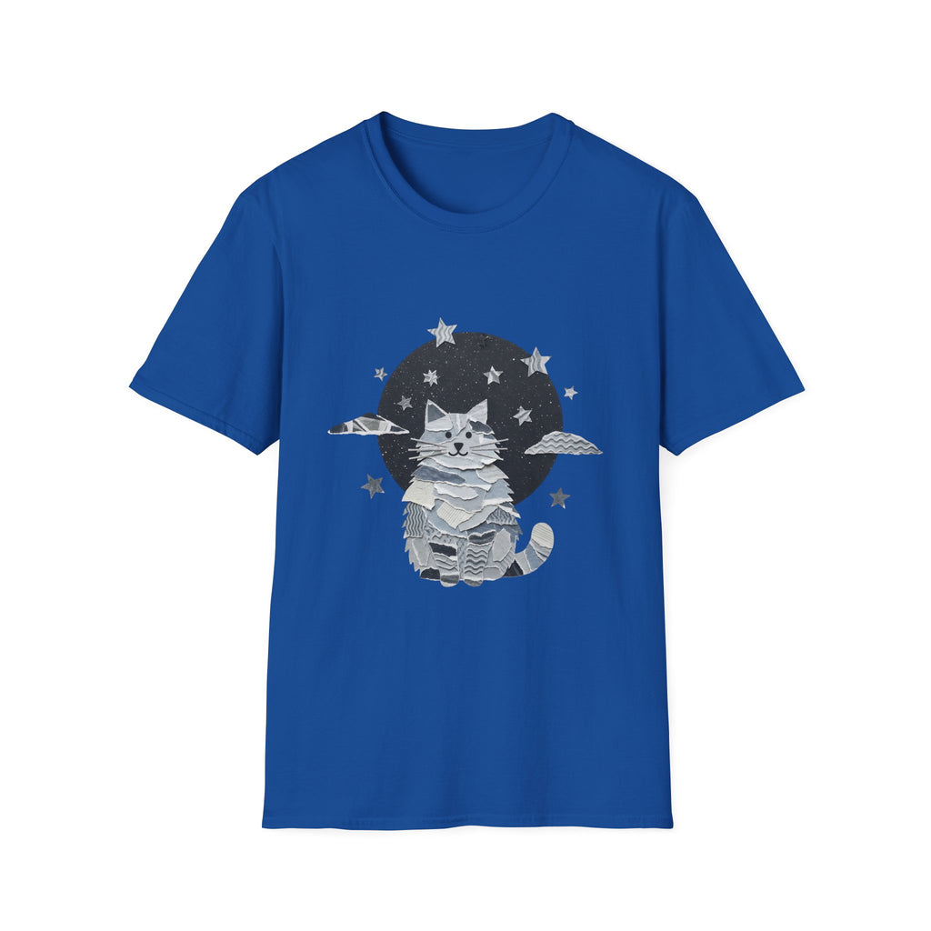 Celestial Cat Graphic Tee — Cute Space Cat T-Shirt with Stars
